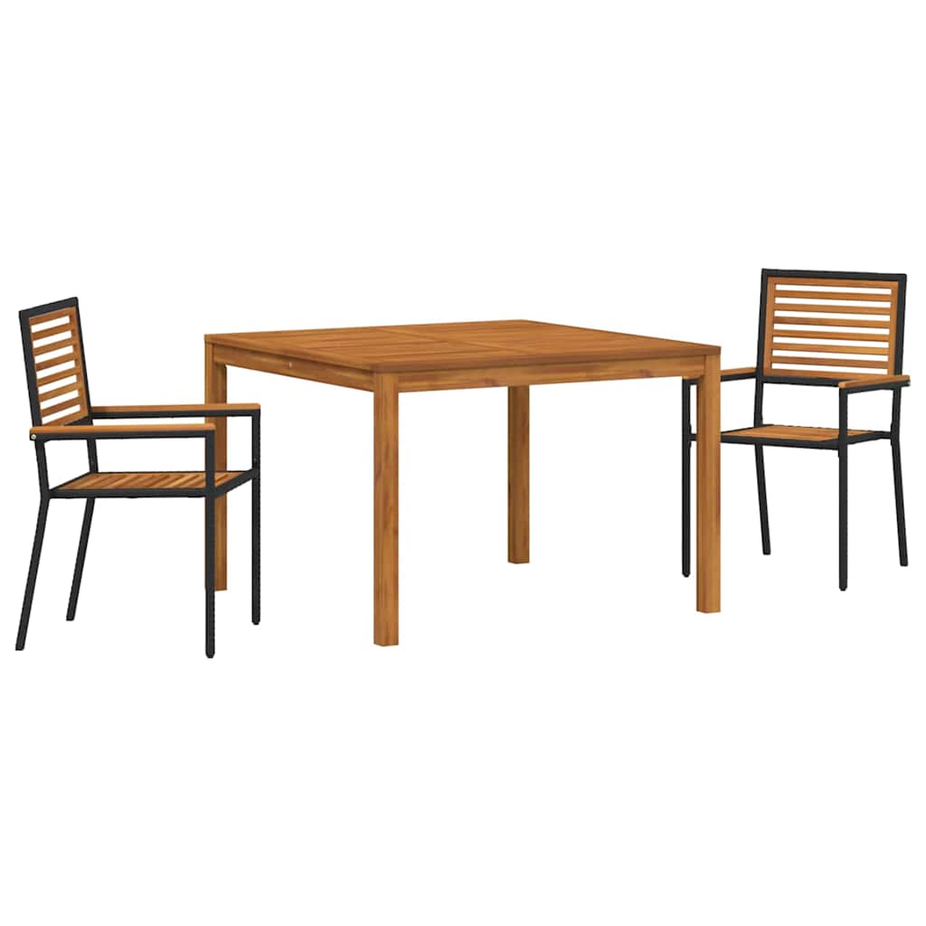 Garten Essgruppe 3 pcs Schwarz Poly Rattan